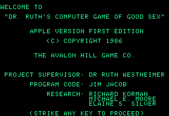 Dr. Ruth's Computer Game Of Good Sex Screenshot