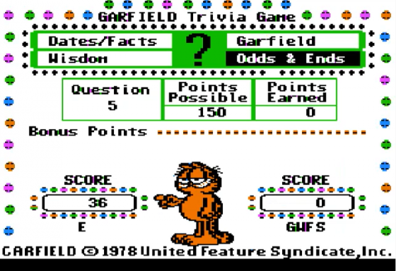 Garfield Trivia Game Screenshot 8 (Apple II)