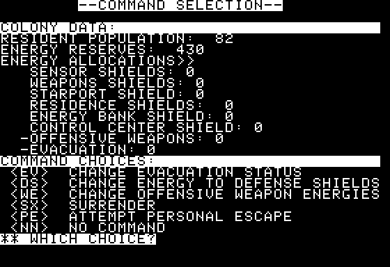 Space Screenshot 27 (Apple II)