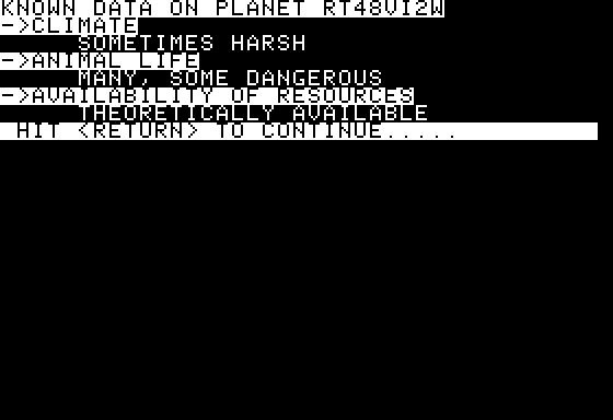 Space Screenshot 29 (Apple II)