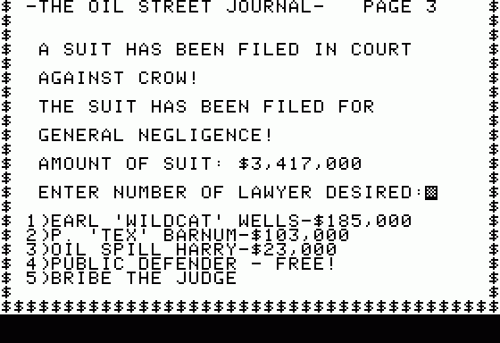 Oil Barons Screenshot 10 (Apple II)