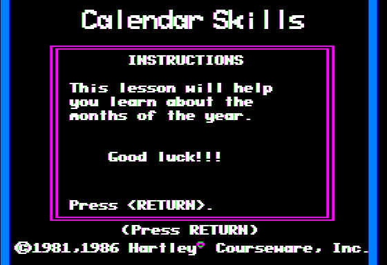 Calendar Skills Screenshot