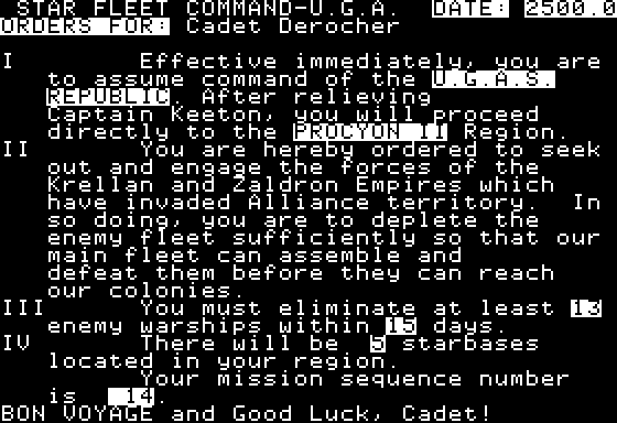 Star Fleet I: The War Begins Screenshot 5 (Apple II)