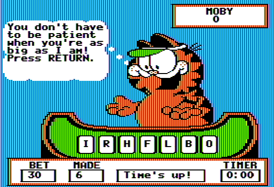 Garfield Double Dares Screenshot 5 (Apple II)