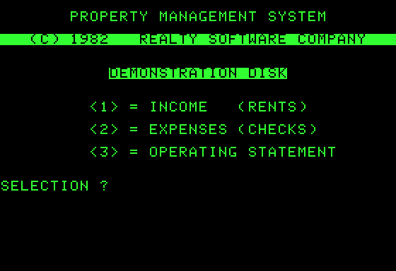 Property Management System demonstration disk Screenshot