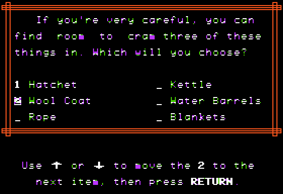 Wagons West Screenshot 17 (Apple II)