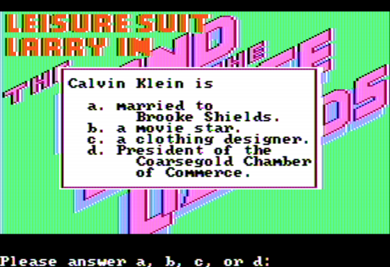 Leisure Suit Larry In The Land Of The Lounge Lizards Screenshot 9 (Apple II)