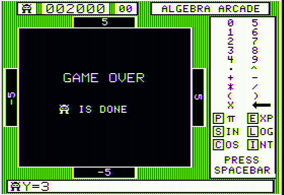 Algebra Arcade Screenshot 7 (Apple II)