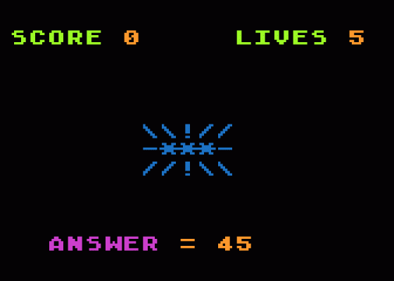 Math Wars Screenshot 1 (Atari 400/800/600XL/800XL/130XE)