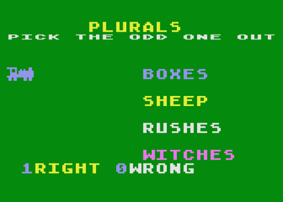 Odd Man Out: Plurals Screenshot 1 (Atari 400/800/600XL/800XL/130XE)