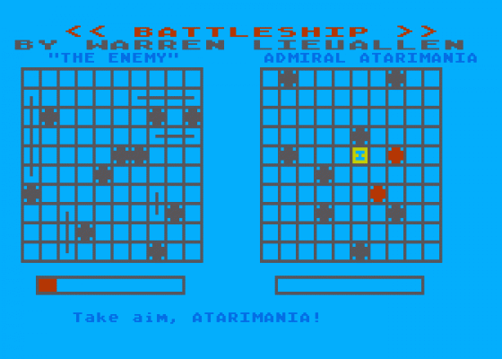 Battleship Screenshot 1 (Atari 400/800/600XL/800XL/130XE)