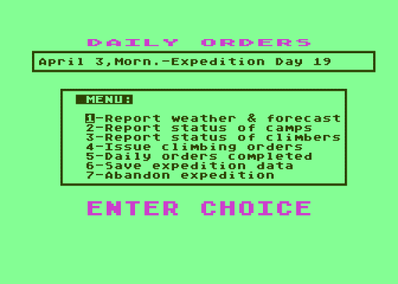 Everest Explorer Screenshot 5 (Atari 400/800/600XL/800XL/130XE)