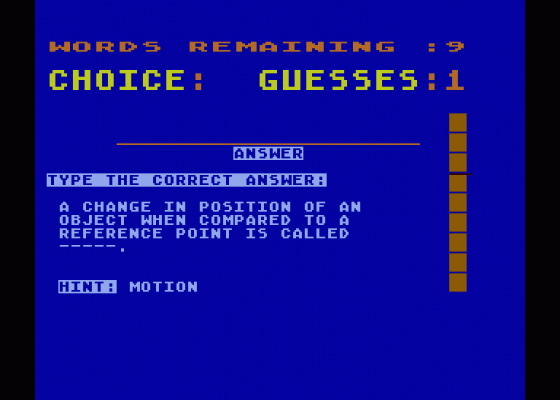 A+ Science Grades 7-8 Screenshot 5 (Atari 400/800/600XL/800XL/130XE)