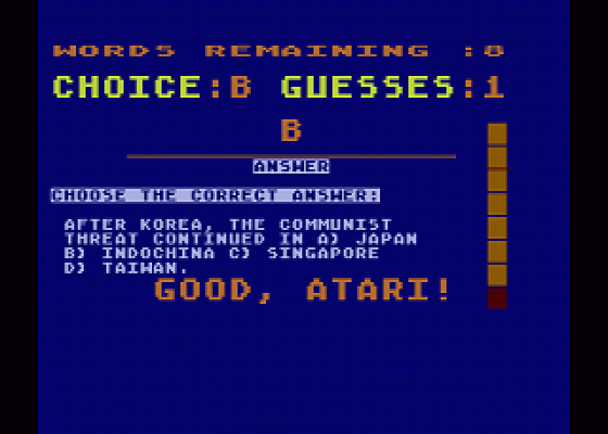 A+ US History Screenshot 6 (Atari 400/800/600XL/800XL/130XE)