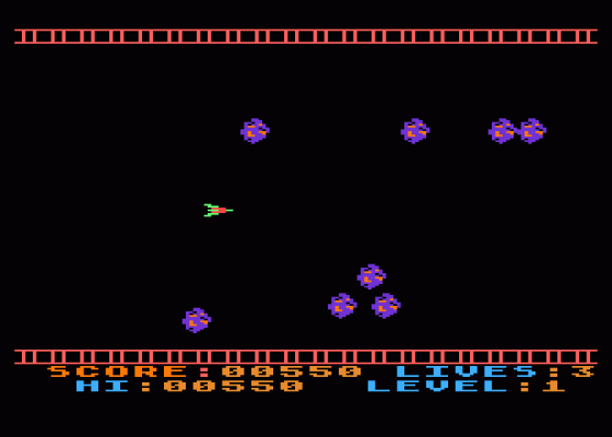 Cosmic Defender Screenshot 1 (Atari 400/800/600XL/800XL/130XE)