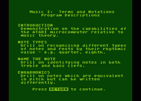 Music I: Terms and Notations Screenshot 6 (Atari 400/800/600XL/800XL/130XE)