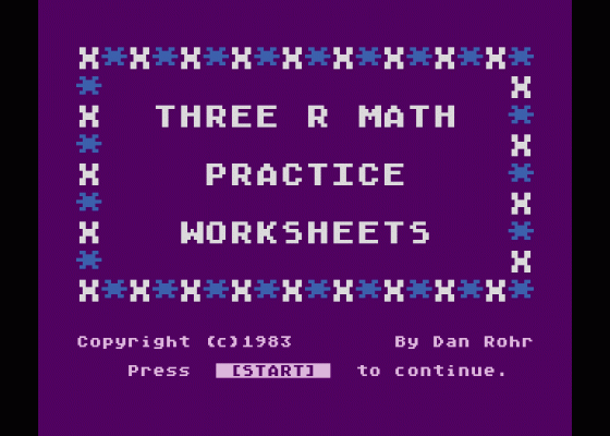 Three R Math Classroom Kit Screenshot 7 (Atari 400/800/600XL/800XL/130XE)