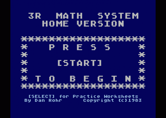 Three R Math Home System