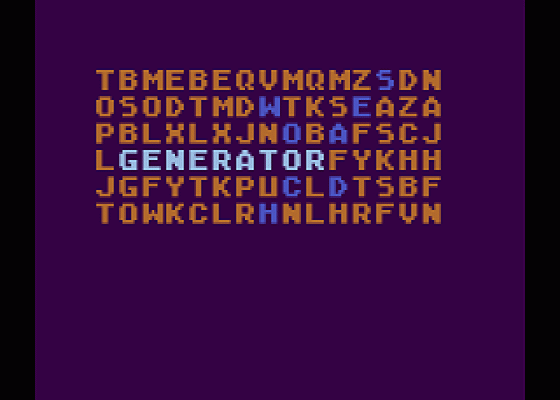 Word Search Generator Screenshot 6 (Atari 400/800/600XL/800XL/130XE)