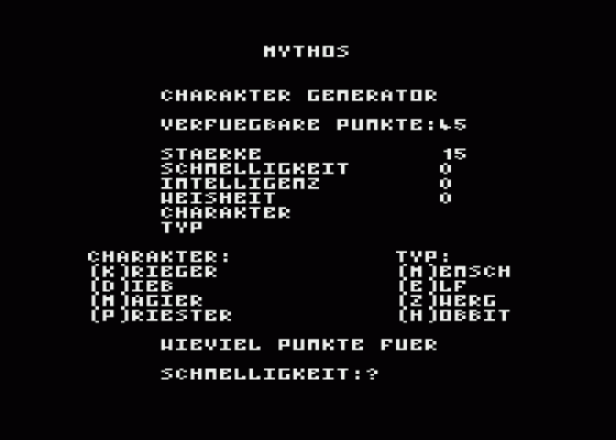 Mythos I Screenshot 5 (Atari 400/800/600XL/800XL/130XE)