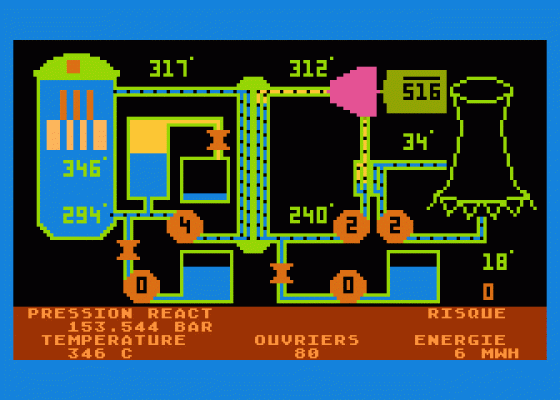 Centrale Nucleaire Screenshot 1 (Atari 400/800/600XL/800XL/130XE)