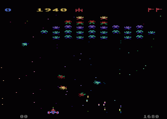 Galaxian Screenshot 1 (Atari 400/800/600XL/800XL/130XE)