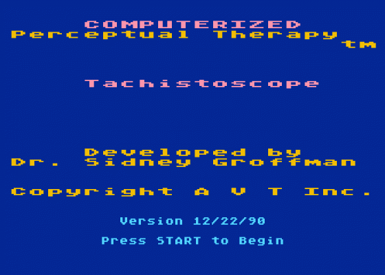 Computerized Perceptual Therapy - Tachistoscope