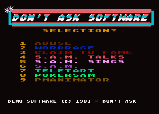 Don't Ask Computer Software Demo Disk