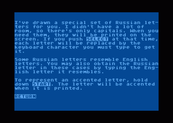 International Vocabulary Manager *Russian Program Disk* Screenshot 5 (Atari 400/800/600XL/800XL/130XE)