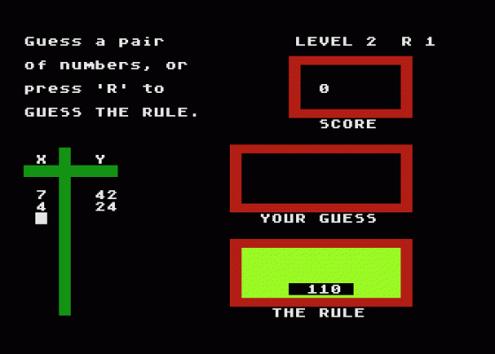 Plot/Guess the Rule Screenshot 7 (Atari 400/800/600XL/800XL/130XE)