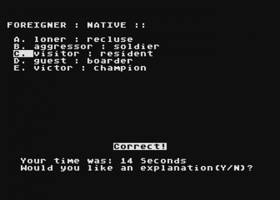 Computer Preparation for the SAT Screenshot 6 (Atari 400/800/600XL/800XL/130XE)