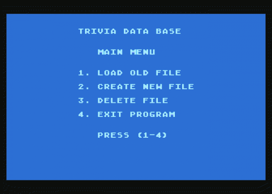 Atari Trivia Data Base