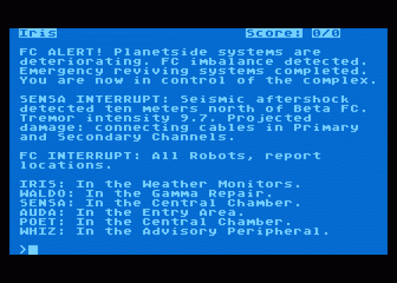 Suspended: A Cryogenic Nightmare Screenshot 1 (Atari 400/800/600XL/800XL/130XE)