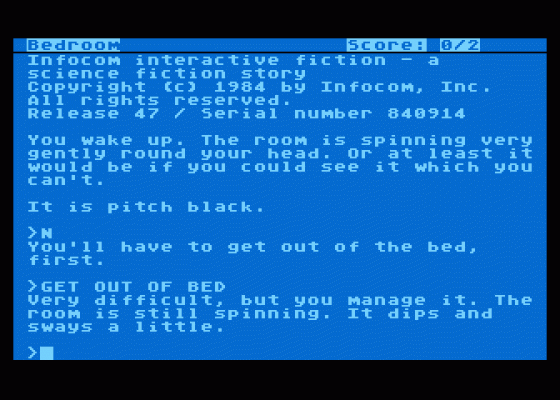 The Hitchhiker's Guide To The Galaxy Screenshot 1 (Atari 400/800/600XL/800XL/130XE)