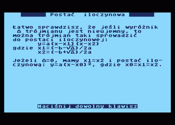 Funkcja Kwadratowa Screenshot 6 (Atari 400/800/600XL/800XL/130XE)