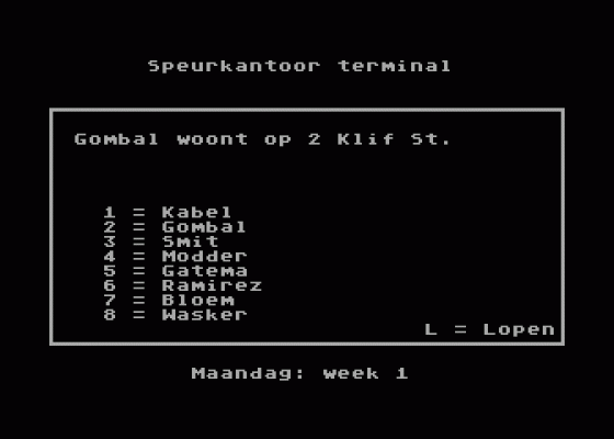 Speurneus Screenshot 5 (Atari 400/800/600XL/800XL/130XE)