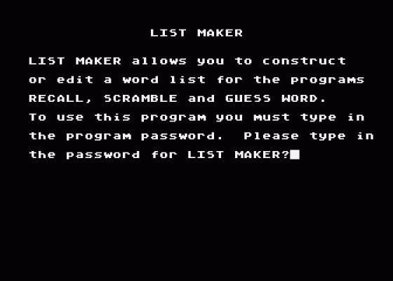 Word Games Screenshot 5 (Atari 400/800/600XL/800XL/130XE)