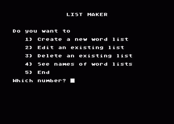 Word Games Screenshot 6 (Atari 400/800/600XL/800XL/130XE)