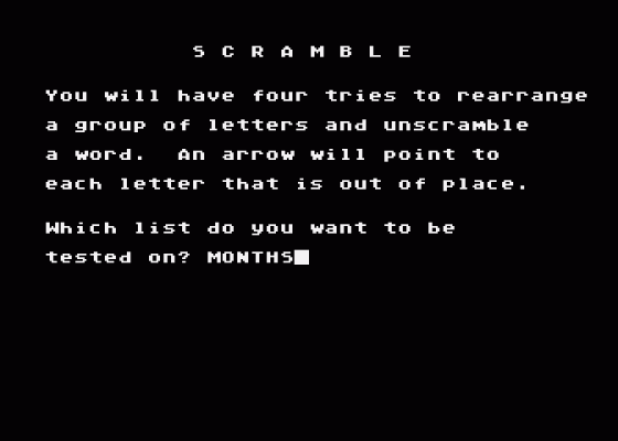 Word Games Screenshot 12 (Atari 400/800/600XL/800XL/130XE)