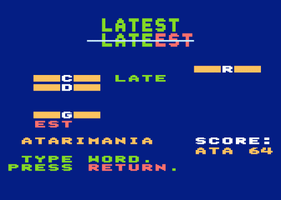 EduFun!: Snake-o-Nyms/Word Flip Screenshot 5 (Atari 400/800/600XL/800XL/130XE)