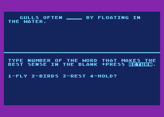 The Cloze Technique for Developing Comprehension Screenshot 5 (Atari 400/800/600XL/800XL/130XE)