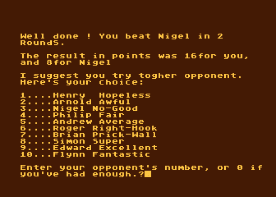 Championship Boxing Screenshot 5 (Atari 400/800/600XL/800XL/130XE)