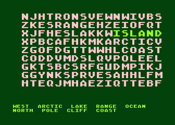 Word Search: Geography Screenshot 5 (Atari 400/800/600XL/800XL/130XE)