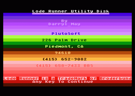 Lode Runner Utility Disk