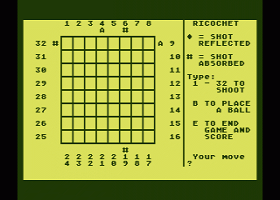 Ricochet Screenshot 8 (Atari 400/800/600XL/800XL/130XE)