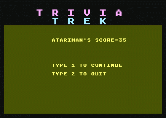 Trivia Trek Screenshot 6 (Atari 400/800/600XL/800XL/130XE)