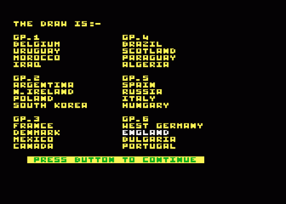 World Cup Manager Screenshot 5 (Atari 400/800/600XL/800XL/130XE)