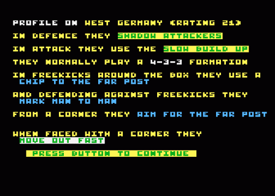 World Cup Manager Screenshot 6 (Atari 400/800/600XL/800XL/130XE)