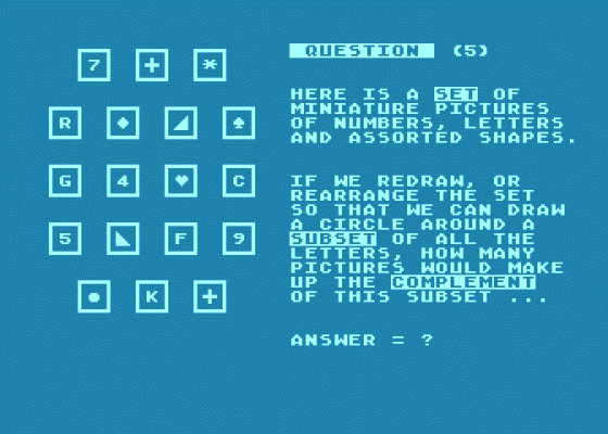 Maths 'O' Level - Year 1 Screenshot 5 (Atari 400/800/600XL/800XL/130XE)