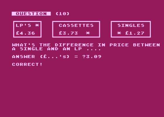 Maths 'O' Level - Year 2 Screenshot 5 (Atari 400/800/600XL/800XL/130XE)